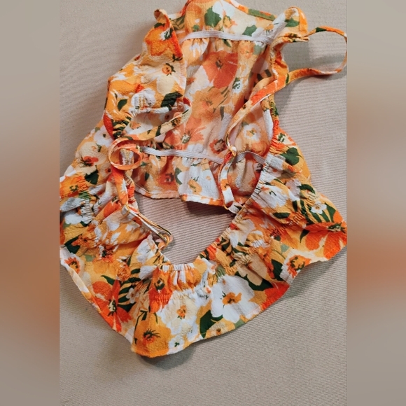 ORANGE FLORAL CROP TOP - Picture 5 of 5
